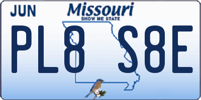 MO license plate PL8S8E