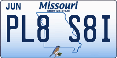 MO license plate PL8S8I