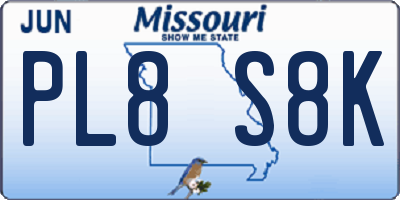 MO license plate PL8S8K