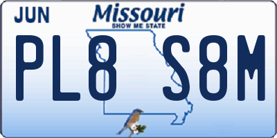 MO license plate PL8S8M
