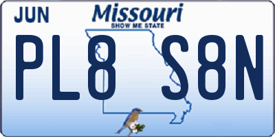MO license plate PL8S8N