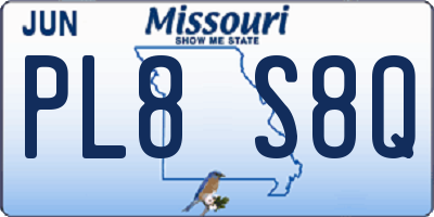 MO license plate PL8S8Q