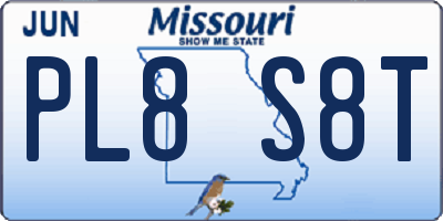 MO license plate PL8S8T