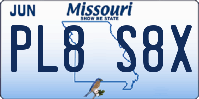 MO license plate PL8S8X