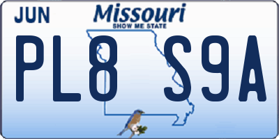 MO license plate PL8S9A