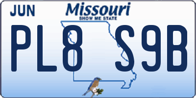 MO license plate PL8S9B