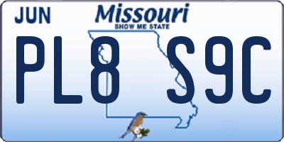 MO license plate PL8S9C
