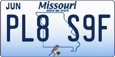 MO license plate PL8S9F