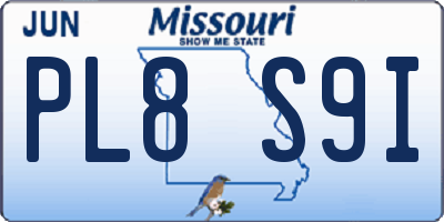 MO license plate PL8S9I