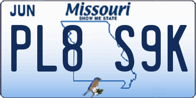 MO license plate PL8S9K