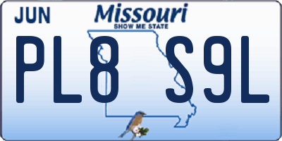 MO license plate PL8S9L