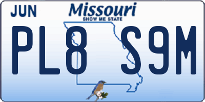 MO license plate PL8S9M