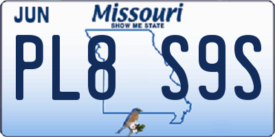 MO license plate PL8S9S