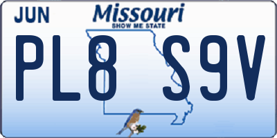 MO license plate PL8S9V