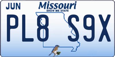 MO license plate PL8S9X