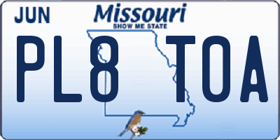 MO license plate PL8T0A
