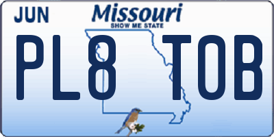 MO license plate PL8T0B