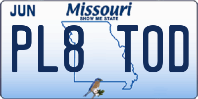 MO license plate PL8T0D