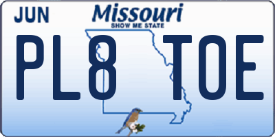 MO license plate PL8T0E