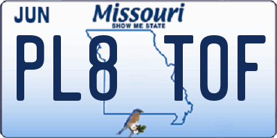 MO license plate PL8T0F