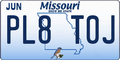 MO license plate PL8T0J