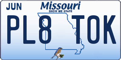 MO license plate PL8T0K