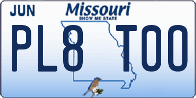 MO license plate PL8T0O