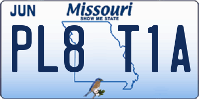 MO license plate PL8T1A