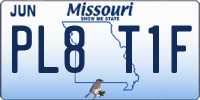 MO license plate PL8T1F