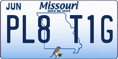 MO license plate PL8T1G