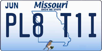MO license plate PL8T1I
