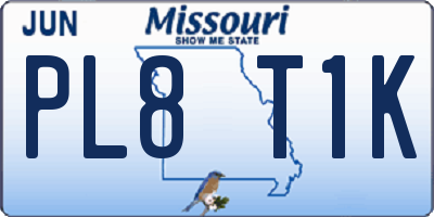 MO license plate PL8T1K