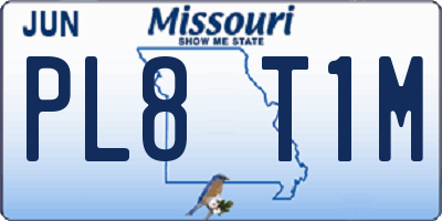 MO license plate PL8T1M