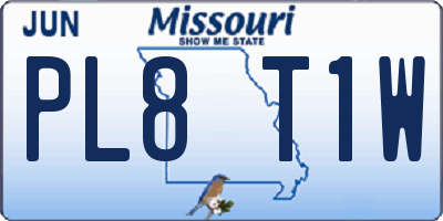 MO license plate PL8T1W