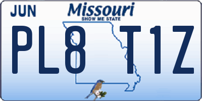 MO license plate PL8T1Z