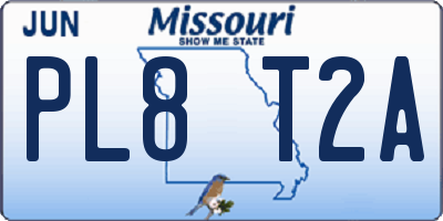 MO license plate PL8T2A