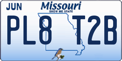 MO license plate PL8T2B