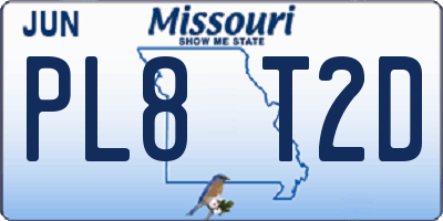 MO license plate PL8T2D