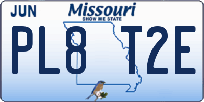 MO license plate PL8T2E