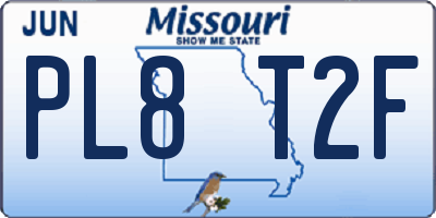 MO license plate PL8T2F