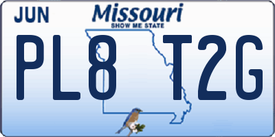 MO license plate PL8T2G