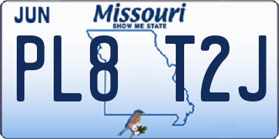MO license plate PL8T2J