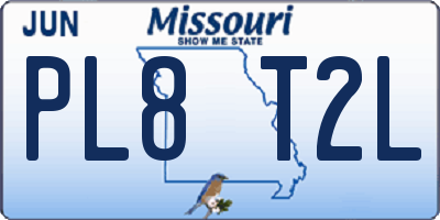 MO license plate PL8T2L