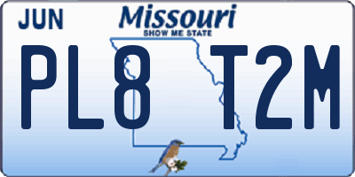 MO license plate PL8T2M