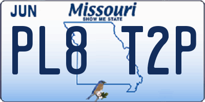MO license plate PL8T2P