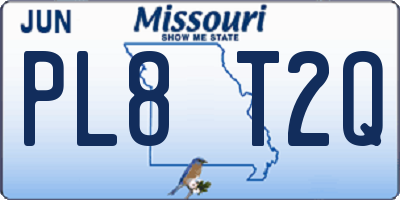 MO license plate PL8T2Q