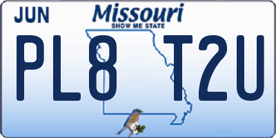 MO license plate PL8T2U