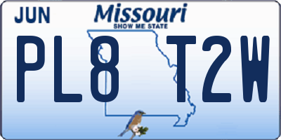 MO license plate PL8T2W