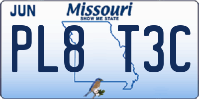 MO license plate PL8T3C