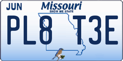 MO license plate PL8T3E
